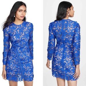 Self Portrait 3D Lily Blue Lace Mini Dress Size 8